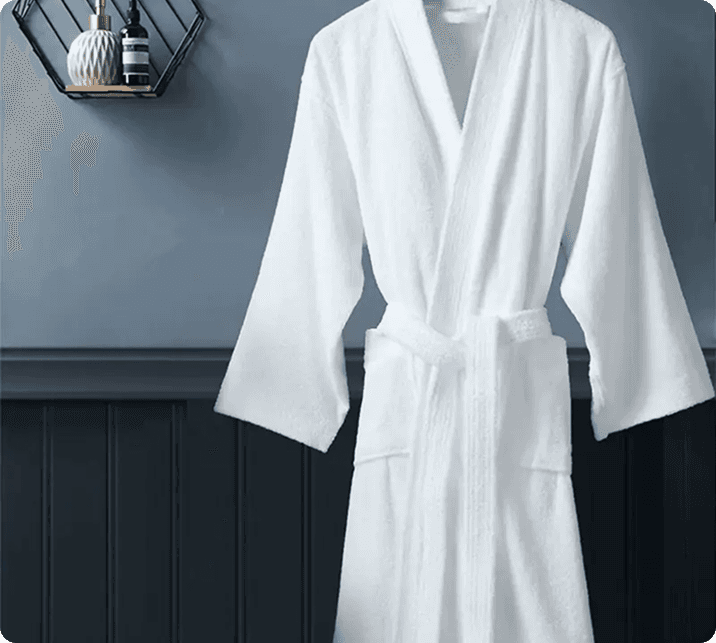 White cotton 5 star hotel terry toweling bathrobe