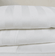 50%cotton 50% polyester 250TC satin striped white boutique hotel bed sheets supply