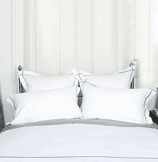 Elegant embroidered hotel bedding white cotton sateen 300TC