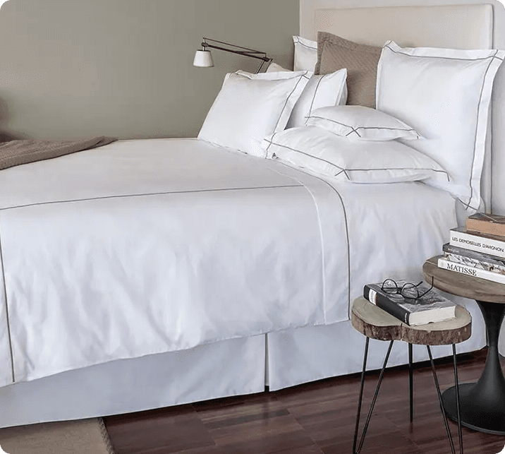 Cotton 40s 250 thread count 1cm satin stripe hotel flat sheets set