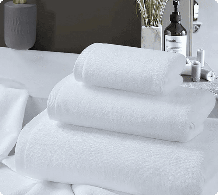 Pure cotton 32s double twist plain terry white hotel towels